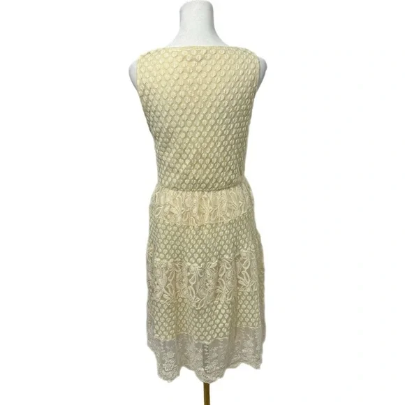 A'reve Anthropologie Boho Dress Women’s Sz M Cream Lace Sleeveless Vintage Style - Picture 7 of 11